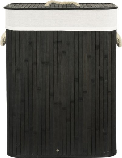 Bamboo basket Koszoplotka with lining for laundry Koszoplotka black 52x32x63h