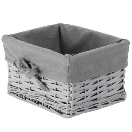 Wicker basket Koszoplotka gray with lining 25x22x15h