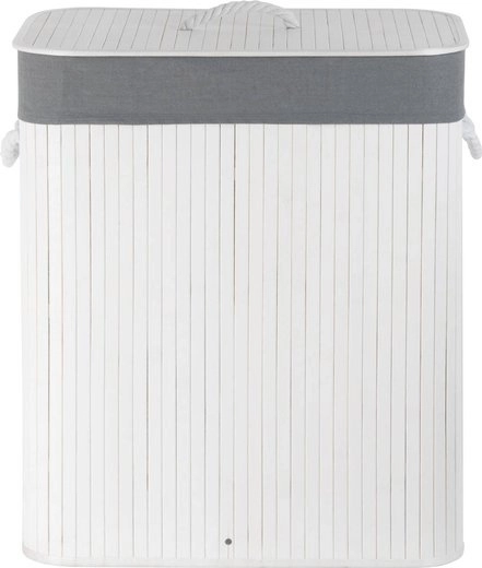 Bambuskorb Koszoplotka mit Futter für Wäsche Koszoplotka weiß 52x32x63h
