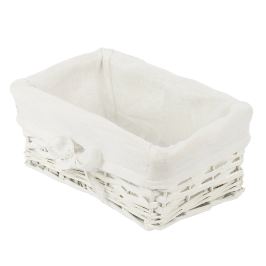 Wicker basket Koszoplotka white with lining 27x17x11h