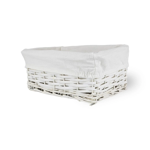 Weidenkorb Koszoplotka weiß mit Futter 27x17x11h