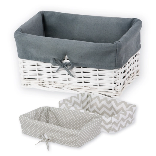 Wicker basket Koszoplotka white with lining 30x20x15h