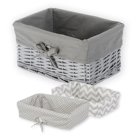 Wicker basket Koszoplotka gray with lining 30x20x15h