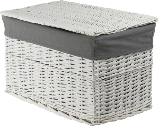 Skrzynia wiklinowa z wyściółką Koszoplotka biała 38x22x22h