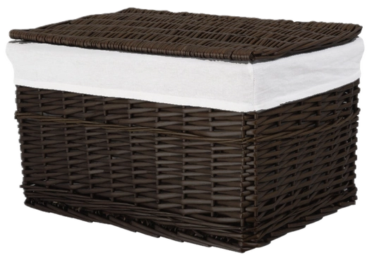 Skrzynia wiklinowa z wyściółką Koszoplotka czarny wenge 58x43x35h