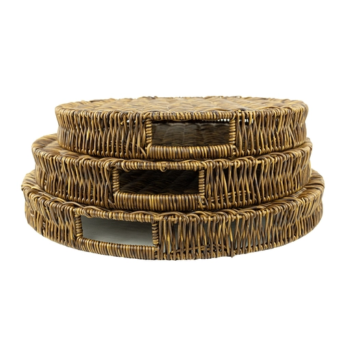 Zestaw tac plecionych z technorattanu BRĄZ