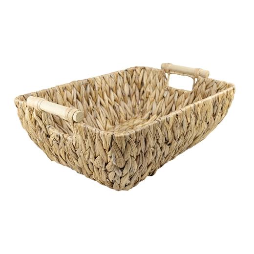 Water hyacinth basket with wooden handle RUKO 412A 44x34x15cm Basket weaver