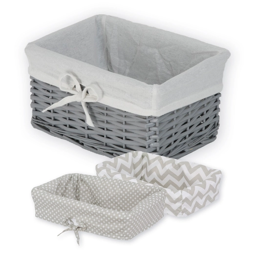 Wicker basket Koszoplotka gray with lining 30x20x15h