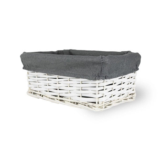 Wicker basket Koszoplotka white with lining 27x17x11h