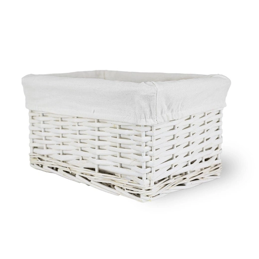 Wicker basket Koszoplotka white with lining 30x20x15h